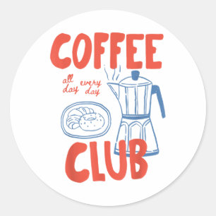 Coffee Club Retro Coffee Graphic voor koffieliefhe Ronde Sticker