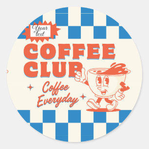 Coffee Club – Schattige koffieliefhebber op maat Ronde Sticker