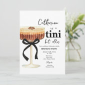 Coffee Cocktail Birthday Black Bow Invitation  (Debout devant)