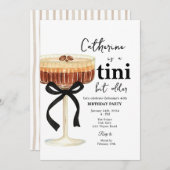 Coffee Cocktail Birthday Black Bow Invitation  Kaart (Voorkant / Achterkant)