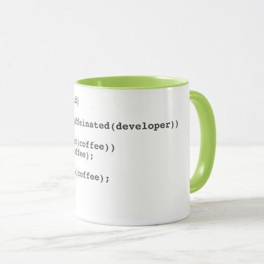 Coffee code mok voor softwareontwikkelaars (Voorkant rechts)