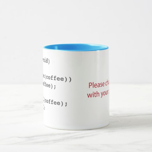 Coffee code mok voor softwareontwikkelaars met log (Midden)