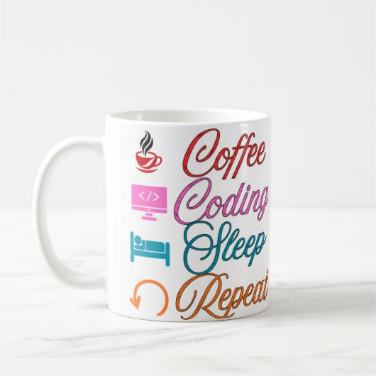 Coffee Codeer Slaap Herhaal - Programmeur Koffiemok (Links)