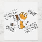 Coffee Coffee Coffee Corgi Premium Wijn Etiket (Enkel label)