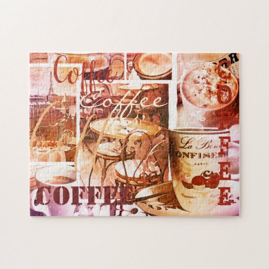 Coffee Collage Script superposition Puzzle personn (Horizontal)
