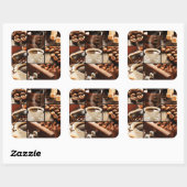 Coffee Collage Vierkante Sticker (Vel)