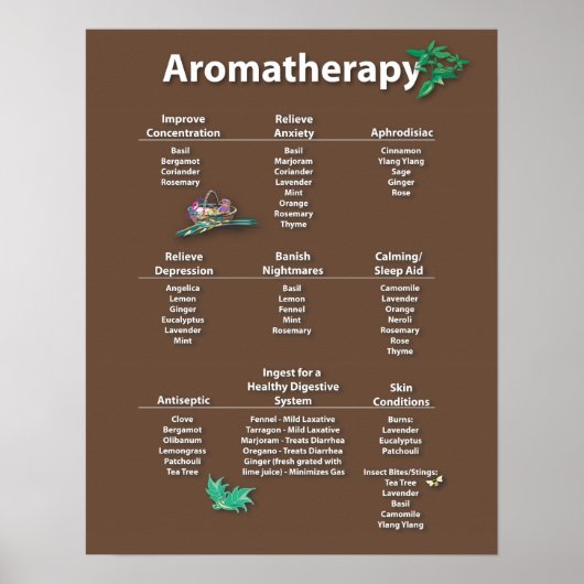 Coffee Colored Aromatherapie Chart Poster (Voorkant)