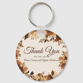 Coffee & Cream Autumn Floral Theme Weddenschap Sleutelhanger