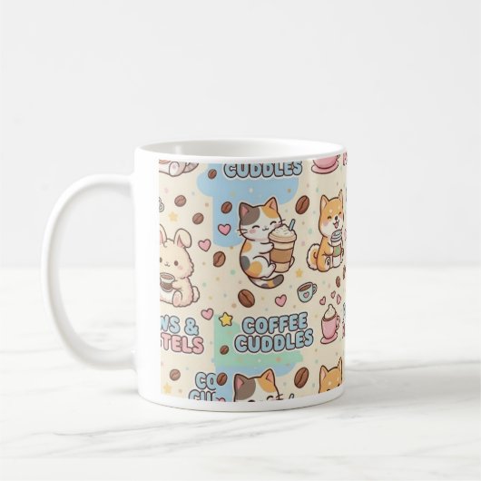 Coffee Cuddles Cute Classic Mug, 11 oz Coffee Mug (Gauche)