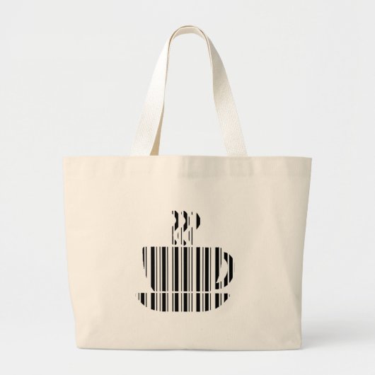COFFEE CUP BAR CODE Mok Barcode Patroonontwerp Grote Tote Bag (Voorkant)