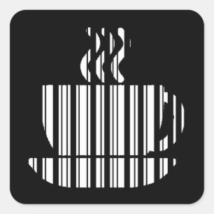 COFFEE CUP BAR CODE Mok Barcode Patroonontwerp Vierkante Sticker
