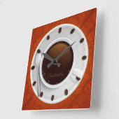 Coffee Cup & Coffee Beans Monogrammed Wall Clock Vierkante Klok (Hoek)