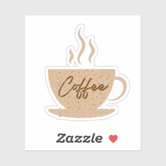 Coffee Cup & Coffee texte avec coeurs Sticker (Feuille)