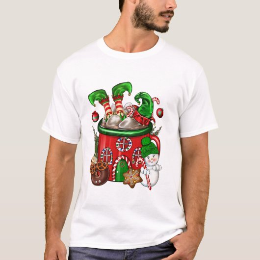 Coffee Cup Elf Snowman T-shirt (Voorkant)