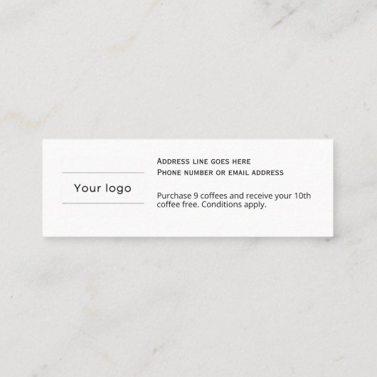 Coffee Cup Loyalty Kaart, eenvoudig budget (Achterkant)