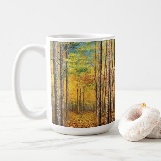 Coffee Cup Mok - Acadia Forest Birch Trees #2 (Met donut)