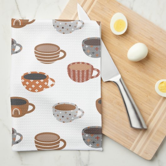 Coffee Cups Theedoek (Quarter Fold)