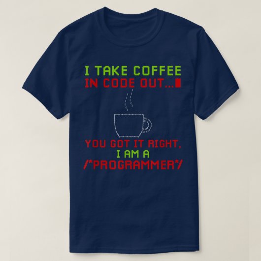 Coffee Developer Software Engineer Programmer Nerd T-shirt (Design voorkant)