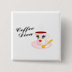 Coffee Diva Vierkante Button 5,1 Cm