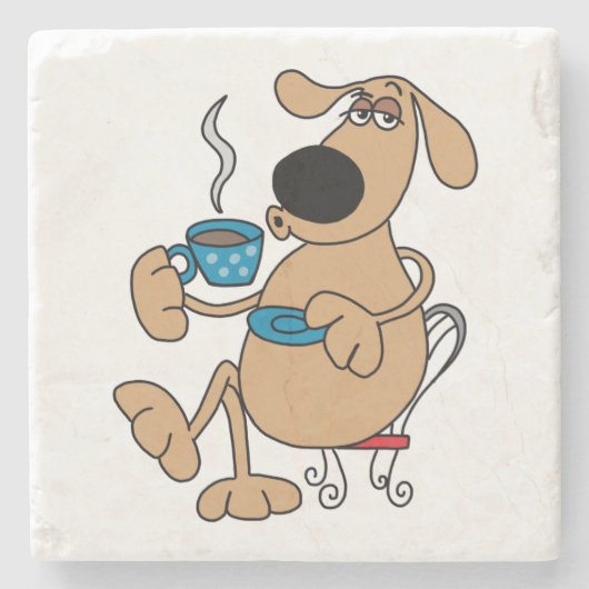 Coffee Dog Marble Stone Onderzetter (Voorkant)