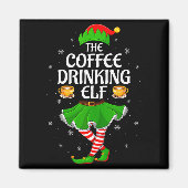 Coffee Drinking Elf Christmas Girls Women Elf Squa Magneet (Voorkant)