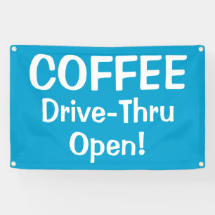 COFFEE Drive-Thru Open!-banner Spandoek