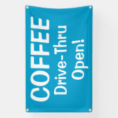 COFFEE Drive-Thru Open!-banner Spandoek (Verticaal)
