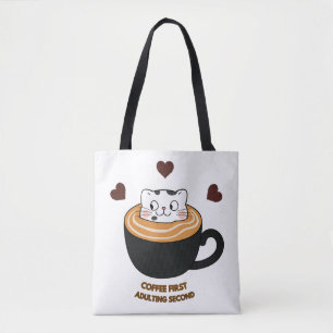 Coffee Eerst Volwassenheid Tweede Mooie Kat Boodsc Draagtas