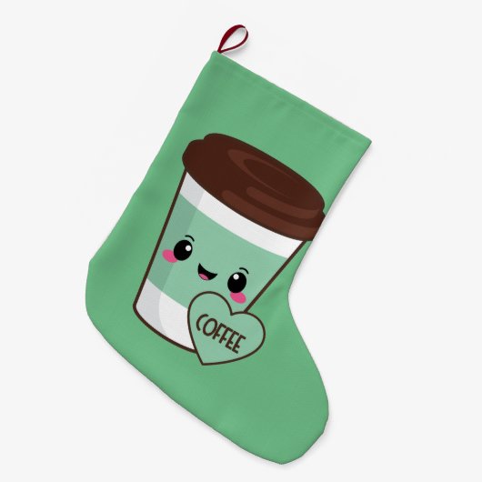 Coffee Emoji Lover Grote Kerstsok (Voorkant (Hangend))