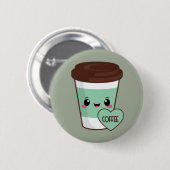 Coffee Emoji Lover Ronde Button 5,7 Cm (Voorkant /achterkant)