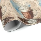 Coffee Ephemera Waterverf Collage Cadeaupapier (Rol Hoek)