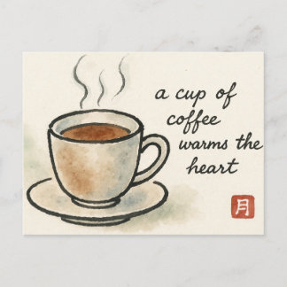 Coffee Etegami Postcard Briefkaart