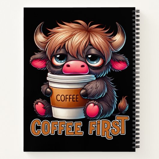 Coffee First Coffee Lover Gifts Notitieboek (Achterkant)