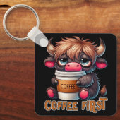 Coffee First Coffee Lover Gifts  Sleutelhanger (Voorkant)