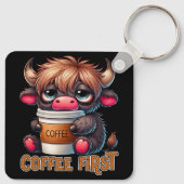 Coffee First Coffee Lover Gifts  Sleutelhanger (Achterkant)