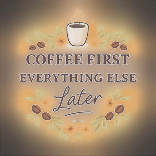 Coffee First, Everything Else Later – coffee lover Sticker (Voorkant)
