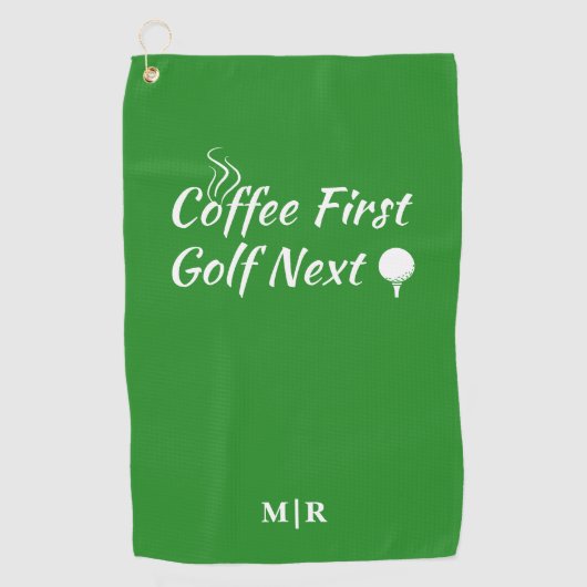 Coffee First Golf Next Humor Quote Golfhanddoek (Voorkant)