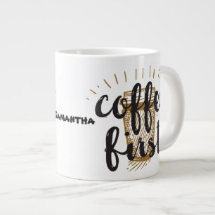 Coffee First Hand Lettered Calligraphy Typografie Extra Grote Beker