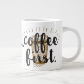 Coffee First Hand Lettered Calligraphy Typografie Extra Grote Beker (Rechts)