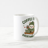 Coffee First Overthink Later Cute Bear Mug (Devant droit)