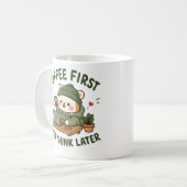 Coffee First Overthink Later Cute Bear Mug (Devant gauche)