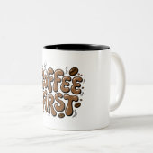 Coffee First Retro Bubble Typography Mug (Devant droit)
