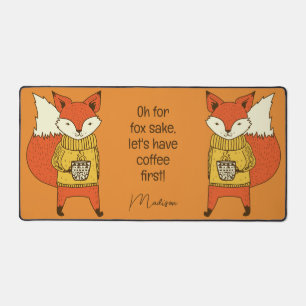 Coffee Fox aangepaste naam & tekst Bureaumat