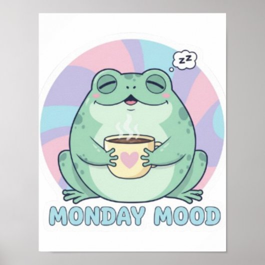 Coffee Frog Poster Cute Frog Drinking Coffee Cozy  (Devant)