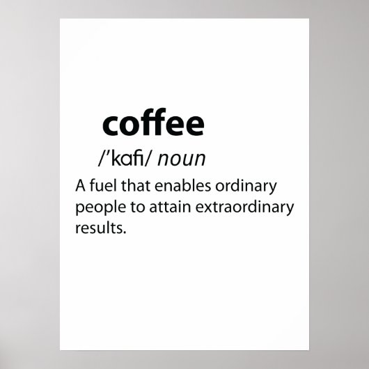 Coffee Funny Dictionary Definition Poster (Voorkant)