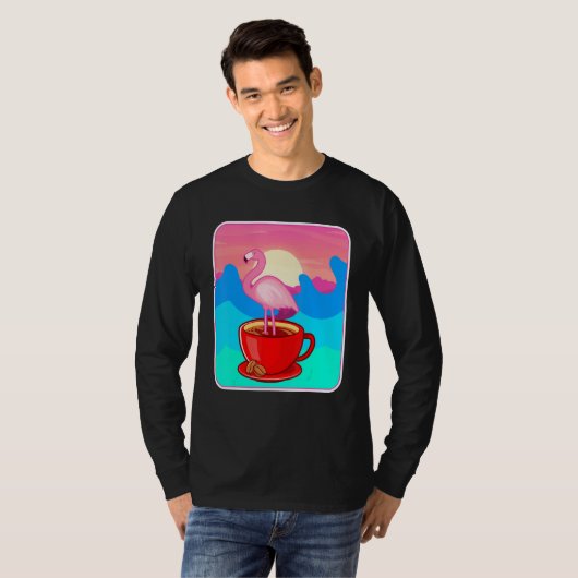 Coffee Funny Flamingo Lovers  Sunset T-shirt (Voorkant volledig)