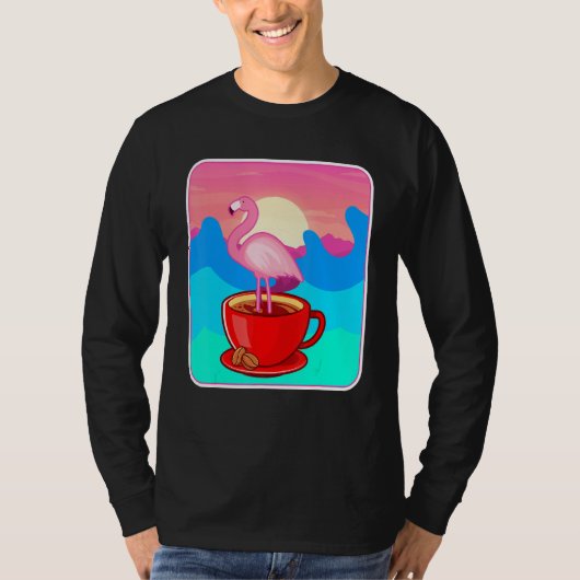 Coffee Funny Flamingo Lovers  Sunset T-shirt (Voorkant)