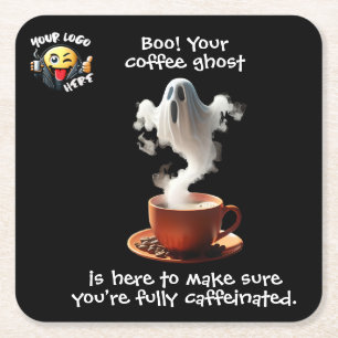 Coffee Ghost Vierkante Kartonnen Onderzetter