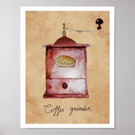  Coffee Grinder Waterverf Kunstwerk Poster