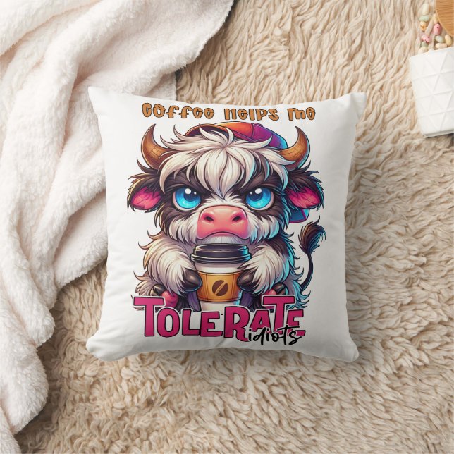 Coffee Helps Me Tolerate Idiots  Kussen (Deken)